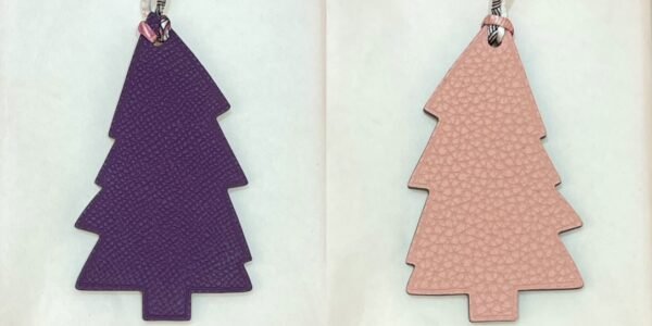 187 Factory Epsom Violet / Togo Leather Rose Eglantine Pine Tree Charm