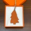 187 Factory Pine Tree Charm Epsom Leather Etoupe / Togo Leather Orange