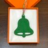 187 Factory Epsom Leather Rose Purple / Togo Leather Vert Bamboo Bell Charms