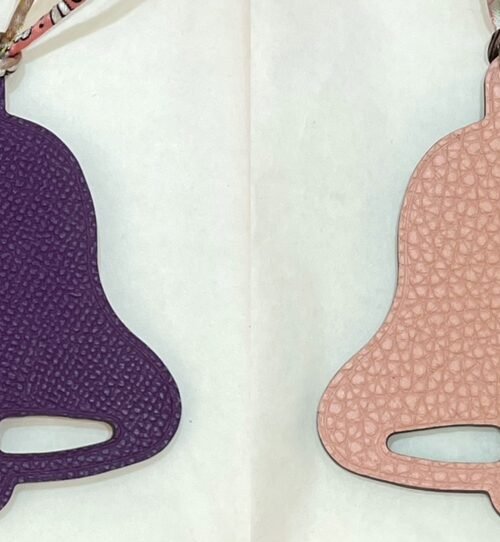 187 Factory Bell Charm Images Violet Epsom Leather / Rose Eglantine Togo Leather
