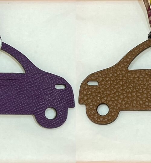 Full Handmade Car Charm Violet Epsom Leather / Gold Togo Leather