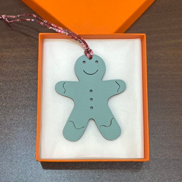 Bag Charm Images Blue Atoll Epsom / Dark Coffee Togo Gingerbread Man Charm