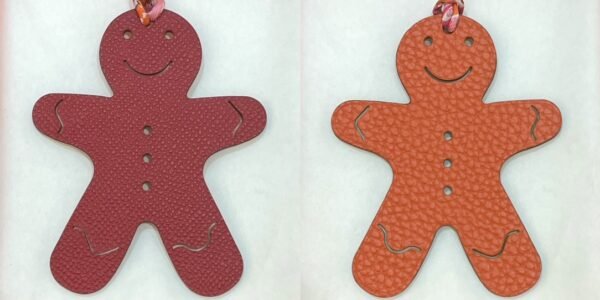USA New York Gingerbread Man Charm Dark Red Epsom / Orange Togo Leather