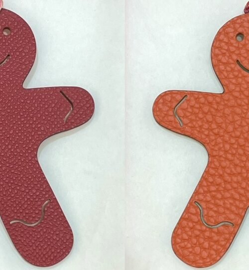 USA New York Gingerbread Man Charm Dark Red Epsom / Orange Togo Leather