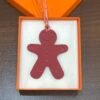USA New York Gingerbread Man Charm Dark Red Epsom / Orange Togo Leather