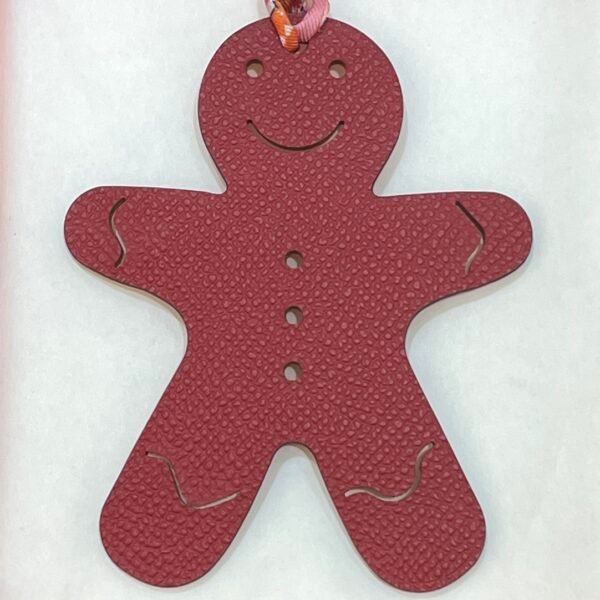 USA New York Gingerbread Man Charm Dark Red Epsom / Orange Togo Leather