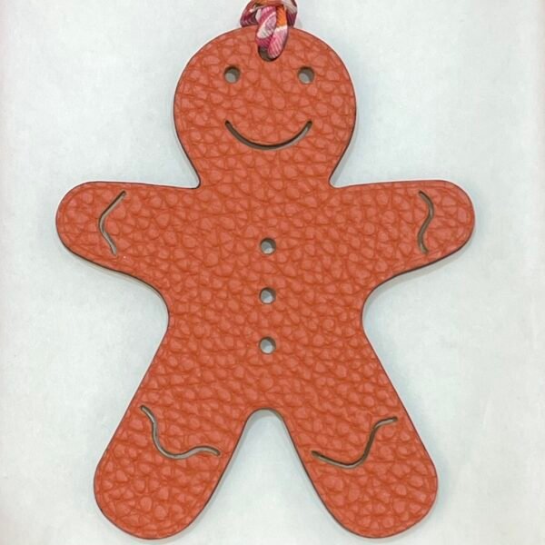 USA New York Gingerbread Man Charm Dark Red Epsom / Orange Togo Leather