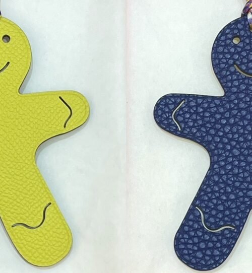 Canada Ottawa Gingerbread Man Charm Epsom Lime / Togo Blue Saphir