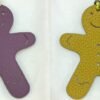 Handmade Bag Charms Epsom Violet / Togo Jaune Amber Gingerbread Man Charm