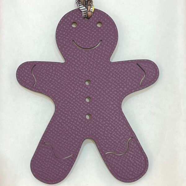 Handmade Bag Charms Epsom Violet / Togo Jaune Amber Gingerbread Man Charm