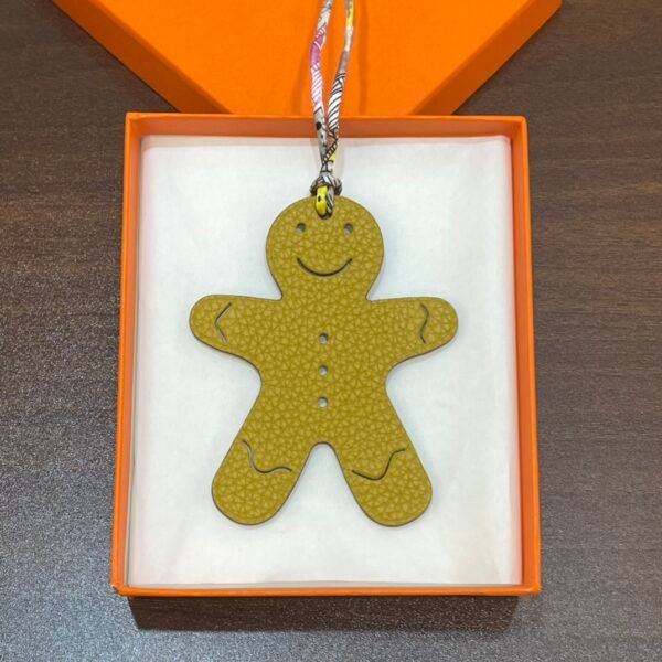 Handmade Bag Charms Epsom Violet / Togo Jaune Amber Gingerbread Man Charm