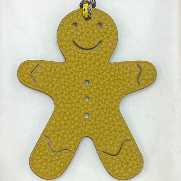 Handmade Bag Charms Epsom Violet / Togo Jaune Amber Gingerbread Man Charm