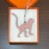 Handmade Guenon Bag Charm Togo Rose Sakura / Epsom Etoupe Grey