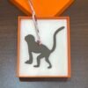 Handmade Guenon Bag Charm Togo Rose Sakura / Epsom Etoupe Grey