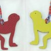 Handmade Bag Charm Rouge Casaque Togo / Lime Epsom Guenon Charm