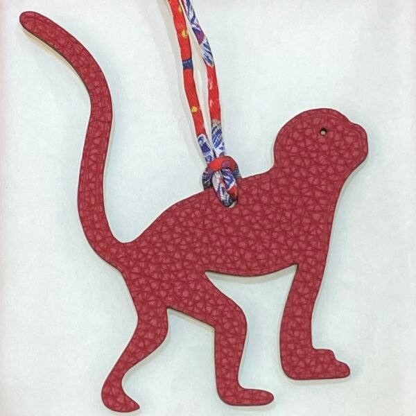 Handmade Bag Charm Rouge Casaque Togo / Lime Epsom Guenon Charm