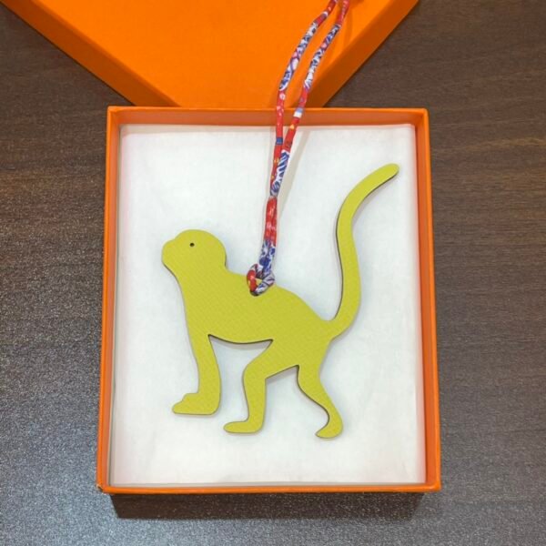 Handmade Bag Charm Rouge Casaque Togo / Lime Epsom Guenon Charm