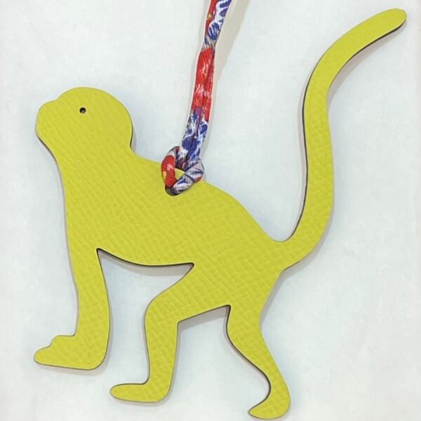 Handmade Bag Charm Rouge Casaque Togo / Lime Epsom Guenon Charm