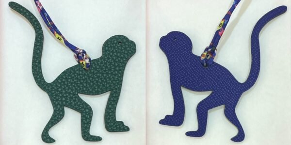 UK London Guenon Charm Togo Leather Malachite / Epsom Blue Saphir