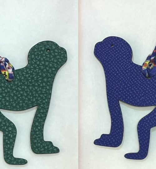 UK London Guenon Charm Togo Leather Malachite / Epsom Blue Saphir