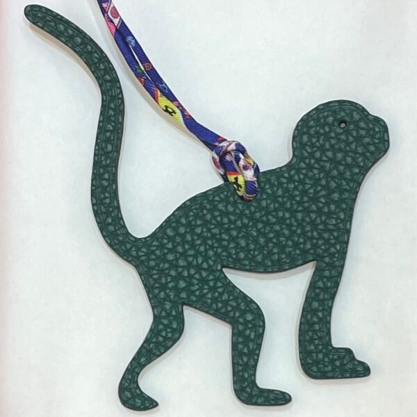 UK London Guenon Charm Togo Leather Malachite / Epsom Blue Saphir