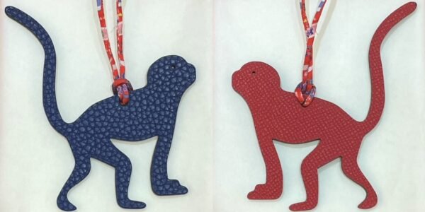 Lovely Guenon Charm Togo Deep Blue / Epsom Rouge Casaque Bag Charm