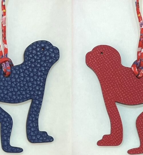 Lovely Guenon Charm Togo Deep Blue / Epsom Rouge Casaque Bag Charm