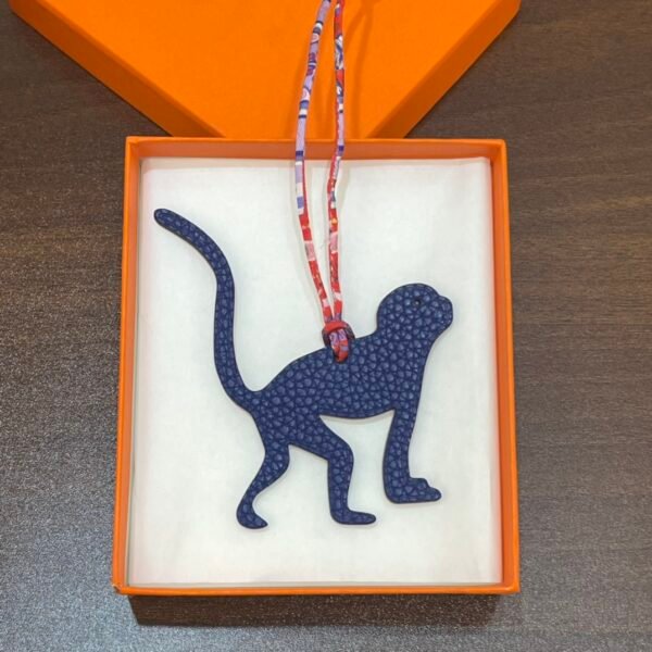 Lovely Guenon Charm Togo Deep Blue / Epsom Rouge Casaque Bag Charm