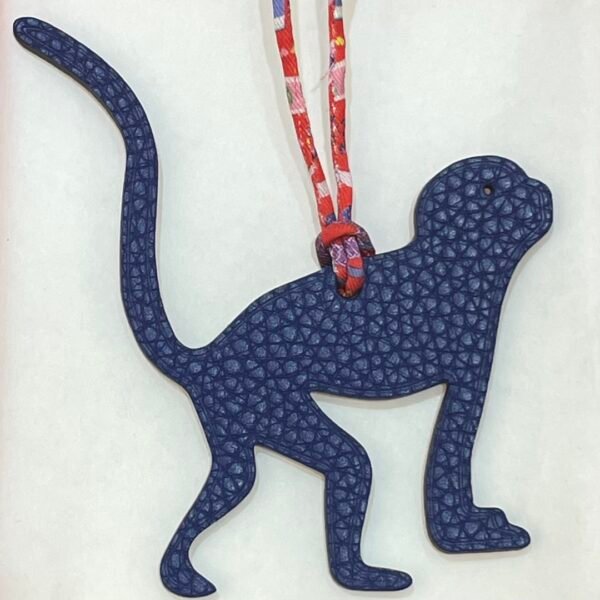 Lovely Guenon Charm Togo Deep Blue / Epsom Rouge Casaque Bag Charm