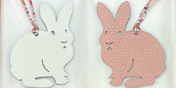 Full Handmade Rabbit Charm Craie Epsom Leather / Rose Sakura Togo Leather