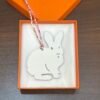Full Handmade Rabbit Charm Craie Epsom Leather / Rose Sakura Togo Leather