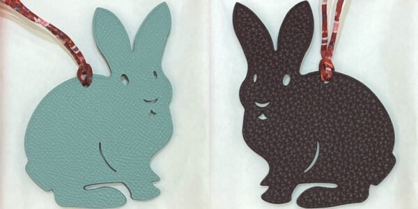 Canada Ottawa Rabbit Bag Charm Epsom Leather Blue Atoll / Togo Leather Dark Coffee