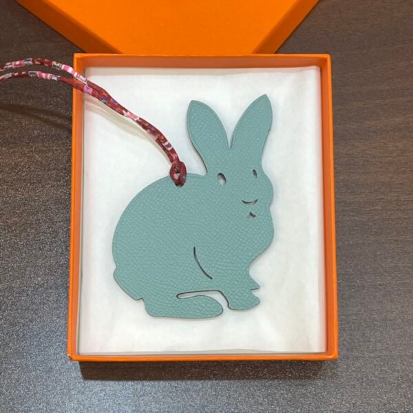 Canada Ottawa Rabbit Bag Charm Epsom Leather Blue Atoll / Togo Leather Dark Coffee