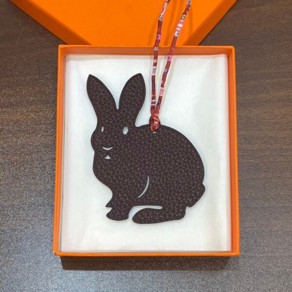 Canada Ottawa Rabbit Bag Charm Epsom Leather Blue Atoll / Togo Leather Dark Coffee