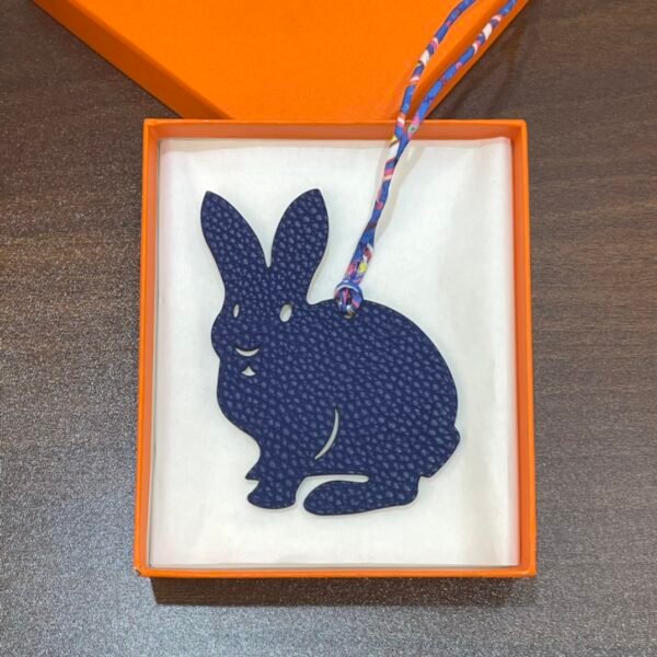 UK London Bag Charm Epsom Lime / Togo Dark Blue Rabbit Charm