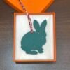 Lovely Rabbit Charm Malachite Epsom / Violet Togo Leather Bag Charms