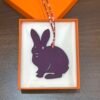 Lovely Rabbit Charm Malachite Epsom / Violet Togo Leather Bag Charms