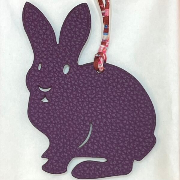 Lovely Rabbit Charm Malachite Epsom / Violet Togo Leather Bag Charms