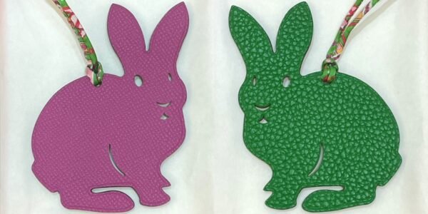 USA Washington Rabbit Charm Epsom Rose Purple / Togo Leather Vert Bamboo