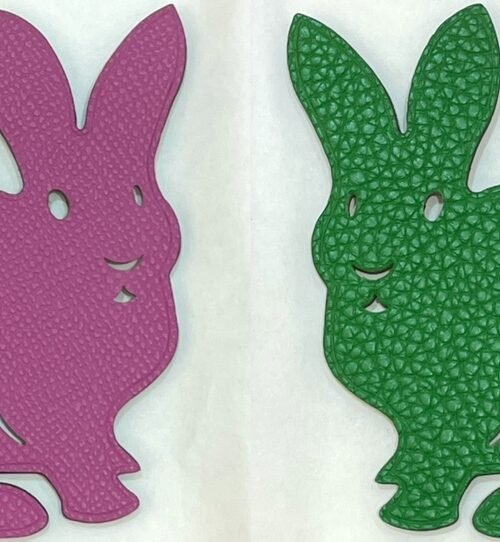 USA Washington Rabbit Charm Epsom Rose Purple / Togo Leather Vert Bamboo