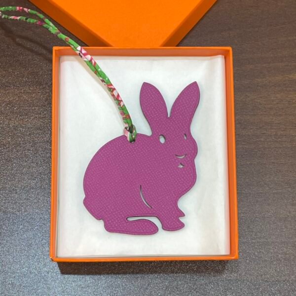USA Washington Rabbit Charm Epsom Rose Purple / Togo Leather Vert Bamboo