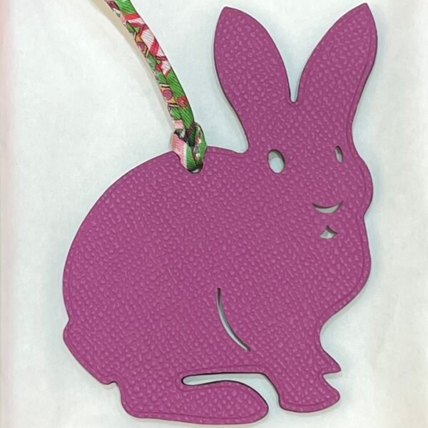 USA Washington Rabbit Charm Epsom Rose Purple / Togo Leather Vert Bamboo