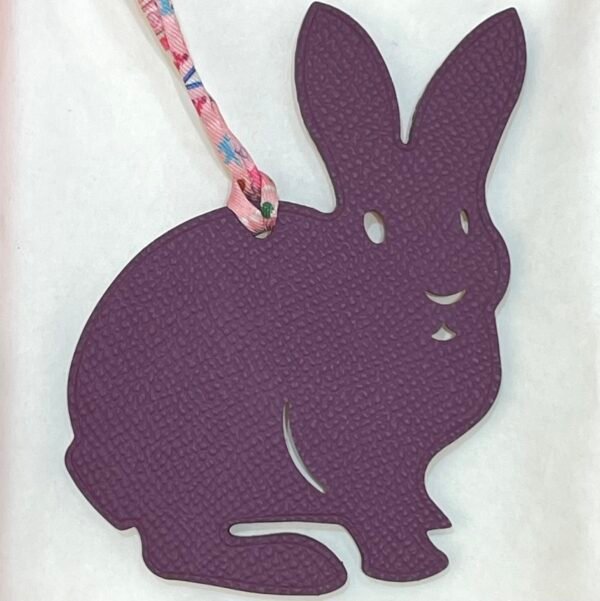 Full Handmade Violet Epsom Leather / Rose Sakura Togo Leather Rabbit Charm