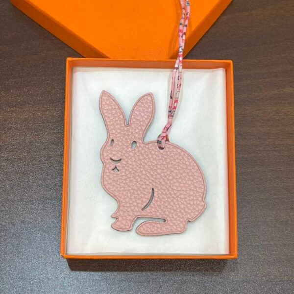 Full Handmade Violet Epsom Leather / Rose Sakura Togo Leather Rabbit Charm