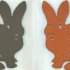 Handmade Rabbit Bag Charm Epsom Leather Etoupe Grey / Togo Leather Orange