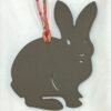Handmade Rabbit Bag Charm Epsom Leather Etoupe Grey / Togo Leather Orange