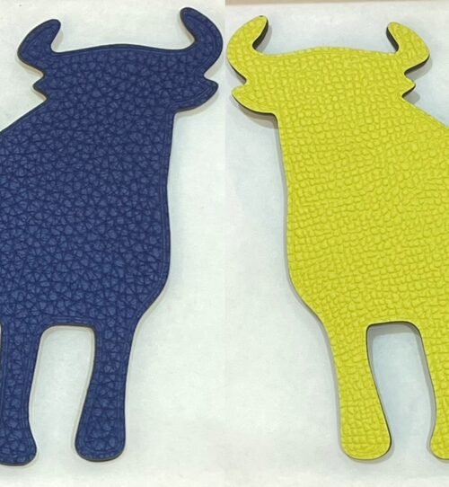 Full Handmade Calf Charm Blue Saphir Togo Leather / Lime Epsom Leather