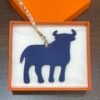 Full Handmade Calf Charm Blue Saphir Togo Leather / Lime Epsom Leather