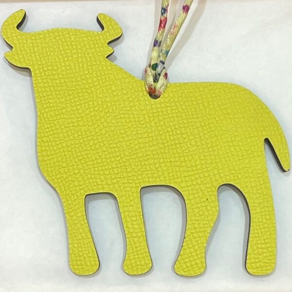 Full Handmade Calf Charm Blue Saphir Togo Leather / Lime Epsom Leather