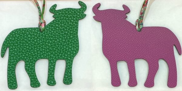 UK London Calf Charm Togo Leather Vert Bambou / Epsom Rose Purple